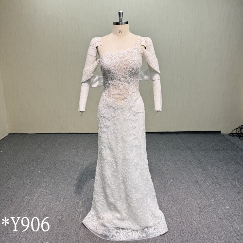 Y906 Convertible 2-in-1 Bridal Gown with Removable Cathedral Skirt.