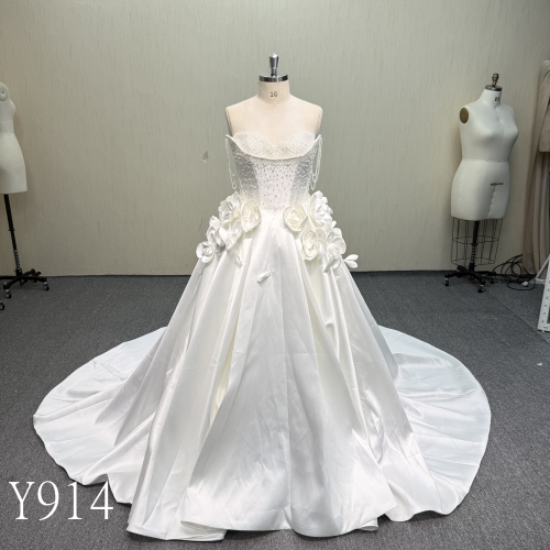 Y914 Luxurious Mikado Satin Ballgown Wedding Dress.