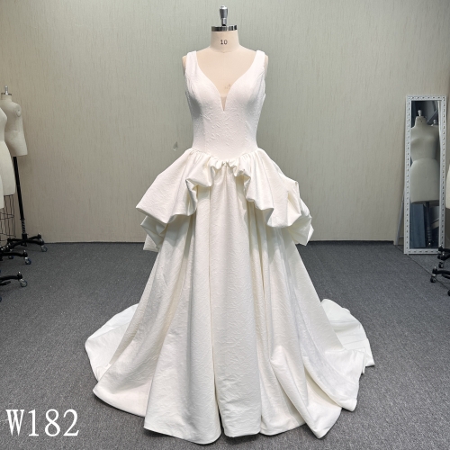 W182 Modern Minimalist Sculptural Wedding Gown