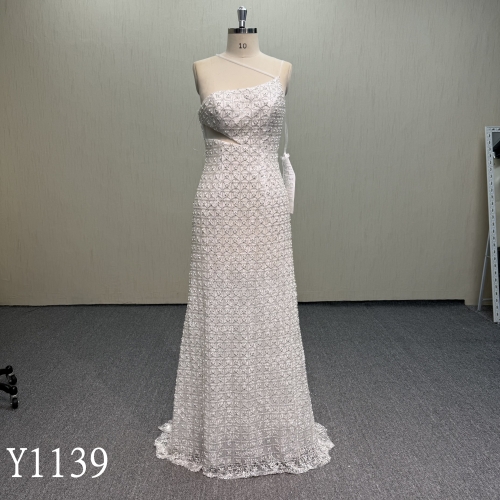 Y1139 Sultry Open Back Bridal Gown for Wedding Receptions