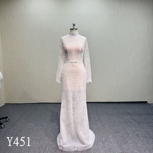 Y451 Sheer Lace Mermaid Wedding Dress.