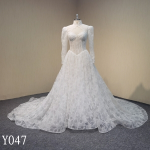 Y047 Detachable Shawl Long Sleeve Sexy Sweetheart Neck French Wedding Dresses