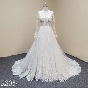RS054 A-line Bridal Wedding Dresse with Applique Made in Guangdong Suppliers