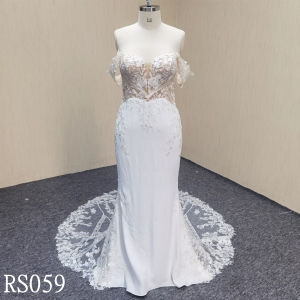 RS059 Off shoulder Mermaid wedding dress with Sweetheat neckline