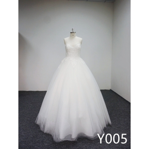Y005 Sequins Strapless Bridal Gowns with Beaded Wedding Dress Made in China
