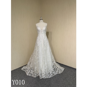 Y010 A-Line with lace flowers Wedding Dress Form Guangdong