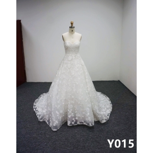 Y015 Sequins Bridal Gowns with applique Wedding Dress Strapless Dress Made in China