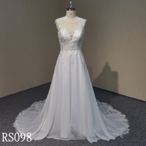 RS098 Lace flowers Wedding Gowns with hem lace Wedding Dress