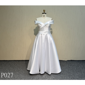 P027 Satin A-line Off Shoulder Wedding Dresses made in China