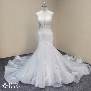 RS076 Lace Flower Sweetheart Mermaid Wedding Dresses made in China