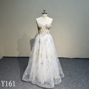 Y161 Ball gown Lace up evening dress with sleeveless for woman
