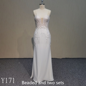 Y171 Spaghetti strap Beaded Mermaid Wedding Dress made in china for wedding