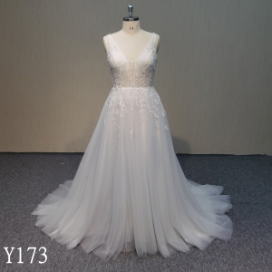Y173 Sequined V-neck sleeveless wedding dress ball gown for wedding woman