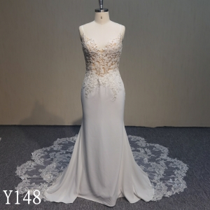 Y148 Detachable train V-Neckline Backless Mermaid Wedding Dresses Made in China
