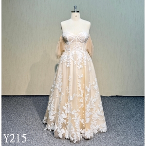 Y215 Elegant design  A-line sweetheart Neck Lace up Wedding Dresses for woman