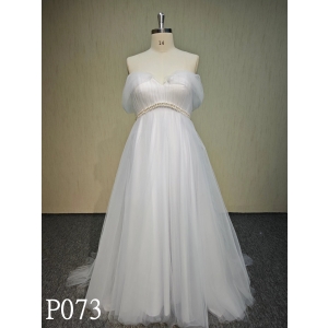 P073 Ivory Beading  Sleeveless Wedding Dresses  Unique design dress made in China