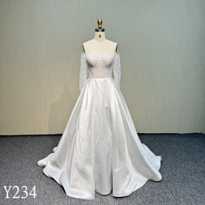 Y234 Beautiful Sweetheart Ball Gown  with Detachable Sleeve Wedding Dress Made in China