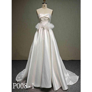 P008-1 Fashion design Sleeveless Sweetheart Neck Bridal Wedding Dresses With 3D flower for Woman