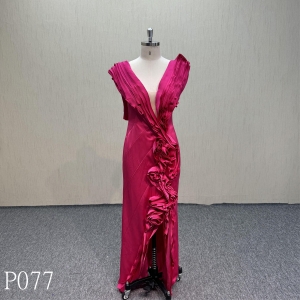 P077 Rose dress Fashion design sleeveless  Evening gown Bridal Wedding Dress for Woman
