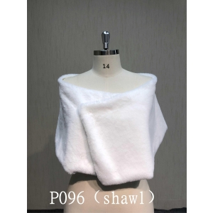 P096 Elegant Plush Shawl in White