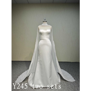 Y245 Simple design Mermaid wedding dress with  shawls Made in China