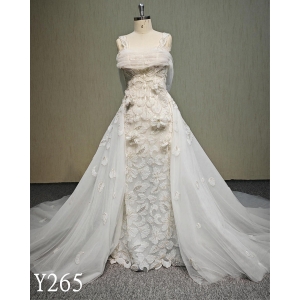 Y265 3D Flower Wedding Dress with Beads Made in China