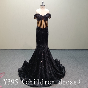 Y391 Gorgeous Mermaid sequin prom dress with beads applique for girls