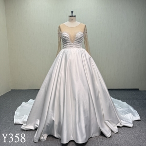 Y358 Ball gown wedding dress for women with handmade beaded