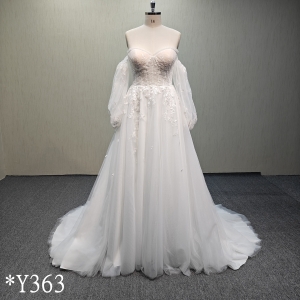 Y363 Pleats bodice with A line wedding gown for women