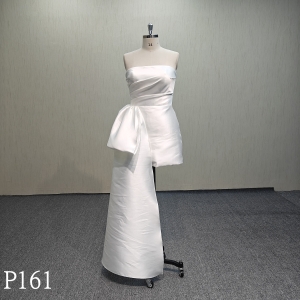 P161 Mini Strapless Sleeveless Satin Wedding Dress