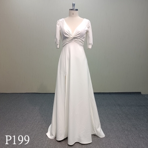 P199 Backless short-sleeved wedding dress