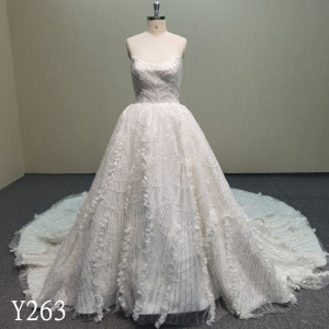 Y263 sleeveless beaded wedding dress