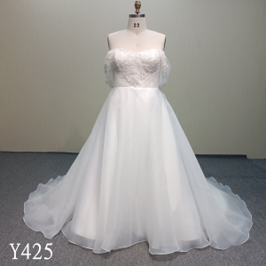 Y425 One-shoulder organza wedding dress