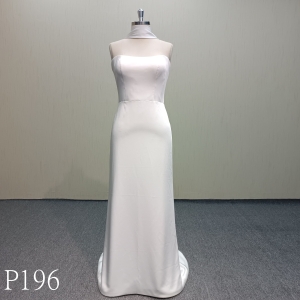 P196 Simple Satin Sleeveless Mermaid Wedding Dress
