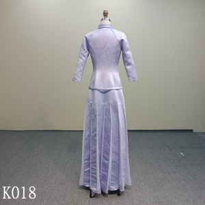 K018 A purple dress with long sleeves