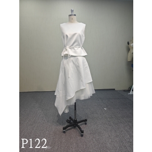 P122 Irregular bateau dress with sleeveless