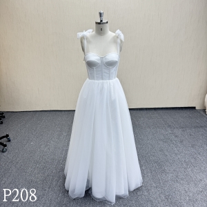 P208 Spaghetti strap wedding dress with lace up back