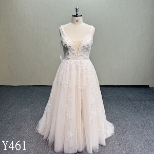 Y461 Gentle A-line Wedding Dress with lace up back