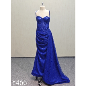 Y466 Charming Blue Evening Dress with Sequins