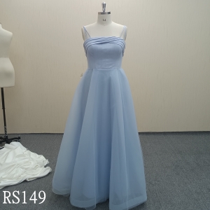 RS149 Blue Straight Dress with straps