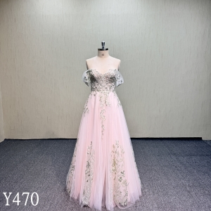 Y470 Pink Sweetheart Wedding Dress with Lace up back