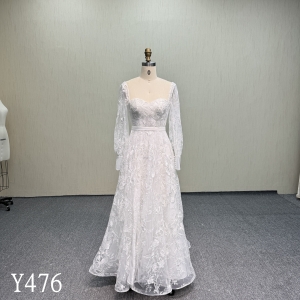 Y476 Embroidered Wedding Dress with Backless