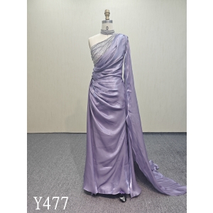 Y477 Purple Asymmetric Wedding Dress