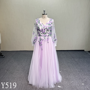 Y519 Purple Embroidered Wedding Dress