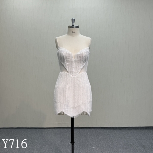 Y716 Pink Tassel Dress