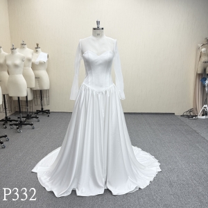 P332 Ivory Wedding Dress with illusion