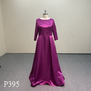 P395 Modest High Neck Purple Mother of the Bride Dress.