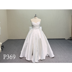 P369 Elegant Strapless A-Line Dress with Back Tie Bow.
