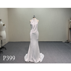 P399 Halter Neck Satin Mermaid Wedding Dress.