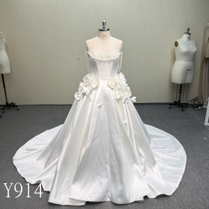 Y914 Luxurious Mikado Satin Ballgown Wedding Dress.